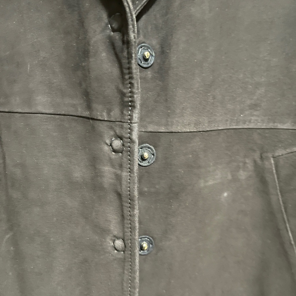 Gerard Darel Navy Gemma Suede Trench Coat with Mid-Thigh Length and Relaxed Fit - Picture 8 of 16